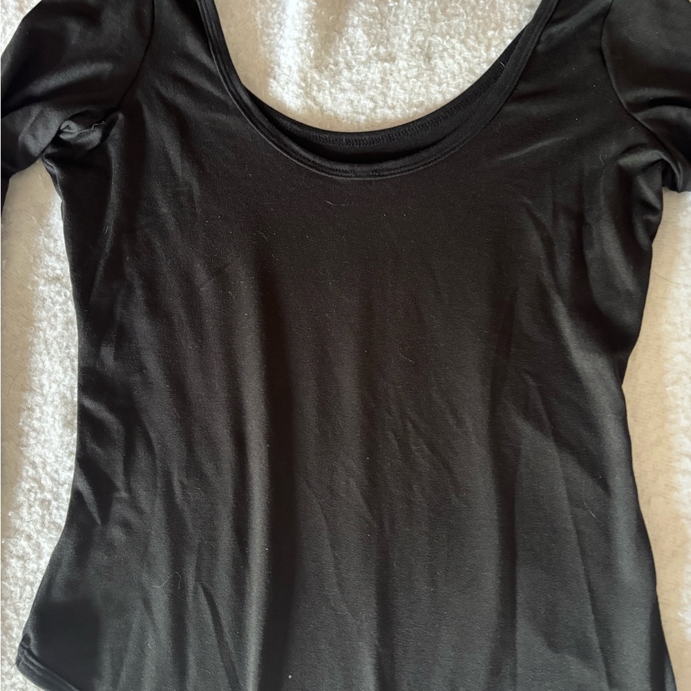 Black Scoop Neck Juniors Dance Leotard